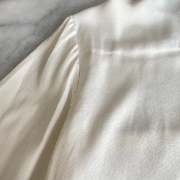 Parker Silk Blouse with Leather Collar and Trim - Picture 12 of 14